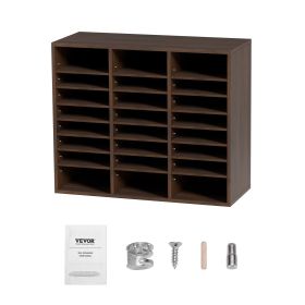 VEVOR Literature Organizers, 24 Compartments Office Mailbox with Adjustable Shelves, Wood Literature Sorter 29x12x24.4 inches for Office, Home