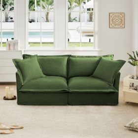 Modern Slipcovered 2-Seat Sofa Couches for Living Room, 2 Seater Sofa, Plain Chenille Deep Seat Sofa with Upholstered Cushion&Detachable Cover