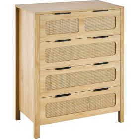 VEVOR 7 Drawer Rattan Dresser, Boho Dresser, Natural Rattan Chest of Drawers with Spacious Storage, for Bedroom, Living Room & Hallway