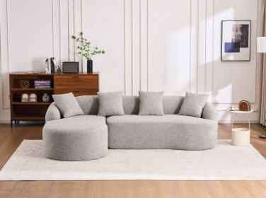 LingYu022-Grey Compression Sofa, Memory Foam 3-Seater Sofa, No Installation & Easy to Transport, Deep Seat Modern Sofa with Chenille Fabric