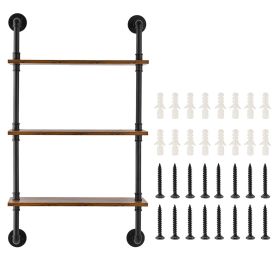 3-Tier Industrial Pipe Shelf, 24x7.87 Inches, Wall-Mounted Storage Solution for Kitchen and Bedroom, Space-Saving Design