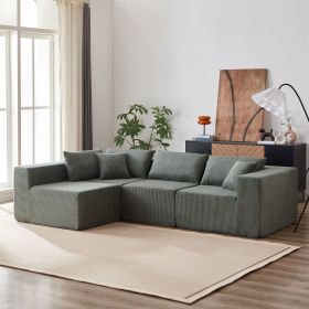 104-Inch Corduroy Modular L Shaped Sectional Sofa,Luxury Floor Couch Set,Upholstered Indoor Furniture,Foam-Filled Compressed Sofa for Living Room