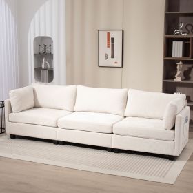 111.42*32.28" XXXL 3-Seater Chenille Deep Sofa,Comfy 3-Seater Chenille Fabric Couch,Conforms to body curves,Cloud-soft sitting (Color: as Pic)