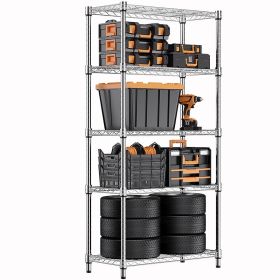 1250 lbs Storage Shelving Utility Shelving Unit 5-Tier Utility Shelving Unit Steel Organizer Wire Rack for Home,Kitchen (Color: Chrome)