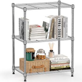 450 lbs Wire Storage Shelving 3-Tier Utility Shelving Unit Steel Organizer Wire Rack for Home,Kitchen,Office,Chrome(11.8" D x 17.7" W x 26.3" H) (Color: Chrome)