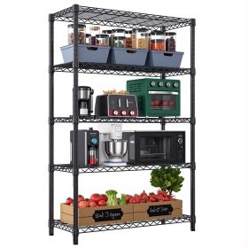 Steel Storage Shelving 5-Tier Utility Shelving Unit Steel Organizer Wire Rack for Home,Kitchen,Office,Garage (Color: Black)