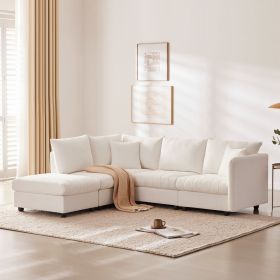 89*79" Modern Modular Sectional Sofa with Deep Seat,Vertical Stripes,5 Seat Corner Couch with Movable Ottoman,Throw Pillows (Color: as Pic)