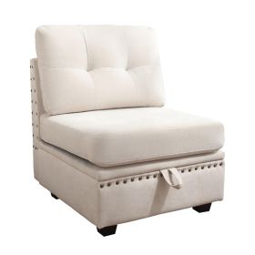 Vintage Modular Sectional Sofa, Convertible Multiple Combination Sofa Couch with Storage, Memory Foam (Main Color: Beige, Main Material: Velvet)